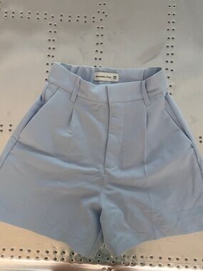 Abercrombie & Fitch Pastel Blue High-Waist Tailored Shorts